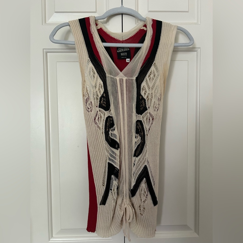 JEAN PAUL GAULTIER maille femme Vintage mesh silk sweater top Sz M